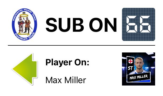 HHTFC's tweet photo. Substitute On - Max Miller (66') - Joel Off @HHTFC 4-0 CCFC : #scflprem #ClubApp https://t.co/t32OZaHv8e