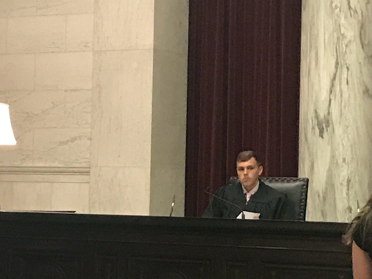 MrElliott_Teach's tweet photo. Justice Khan, Justice Thomas, and Justice Millner on the bench in West Virginia Supreme Court of Appeals. #WVYG2018 #YLA #1stnotlast https://t.co/2ISNuLBN0H