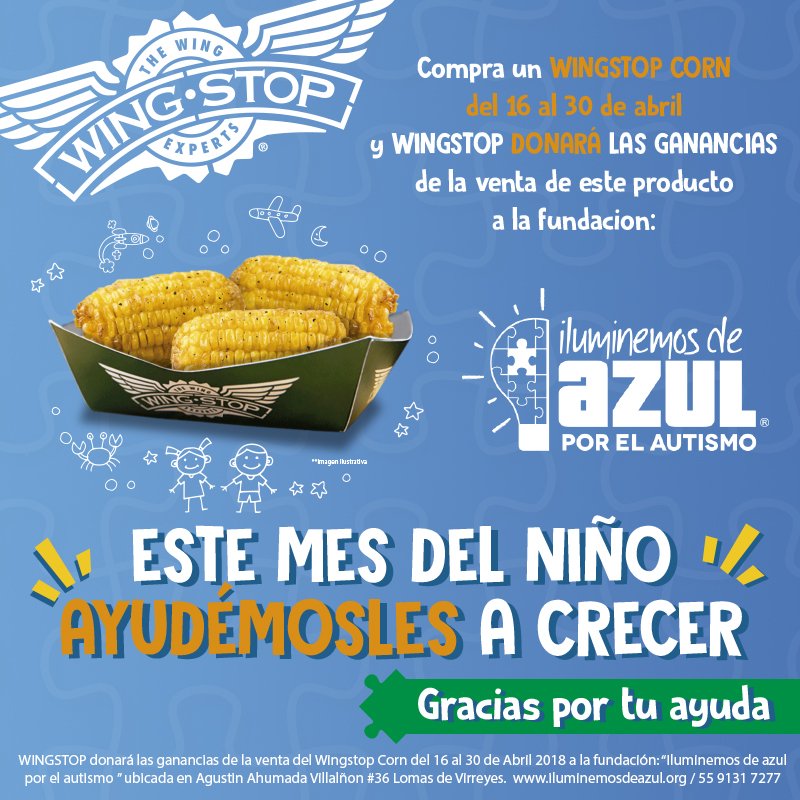WingstopMexico's tweet photo. Compra un #WingstopCorn del 16 al 30 de abril y Wingstop donará las ganancias de la venta de este producto a la fundación @iluminemosazul a favor de la concientización sobre el #autismo ¡Apóyanos! Ubica tu sucursal-> https://t.co/F2hXWwQgOZ https://t.co/k9iVfD3Ed3