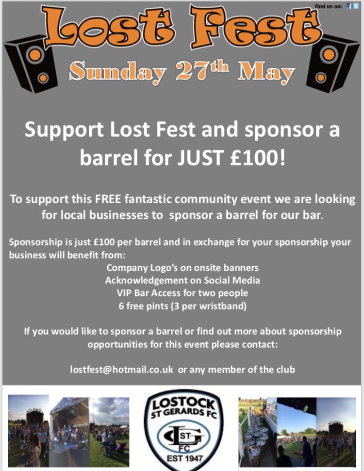 lost_fest's tweet image. LOST FEST barrel sponsorship - please share! LSGFC @theaxe22 @Rossi1000 @BenniRossi125 @TonyLivesey1 @Lostock_HallJFC @lordmoaner @phil_oddie