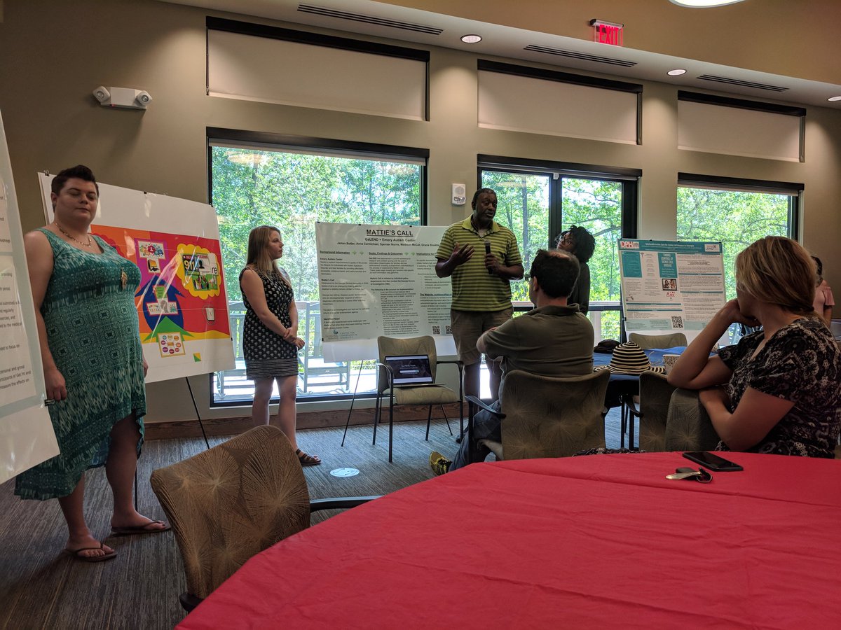 GaLEND2018's tweet photo. #GaLEND trainees discussing their PAR project Mattie's Call in collaboration with #EmoryAutismCenter https://t.co/iI6ZSDxJGF