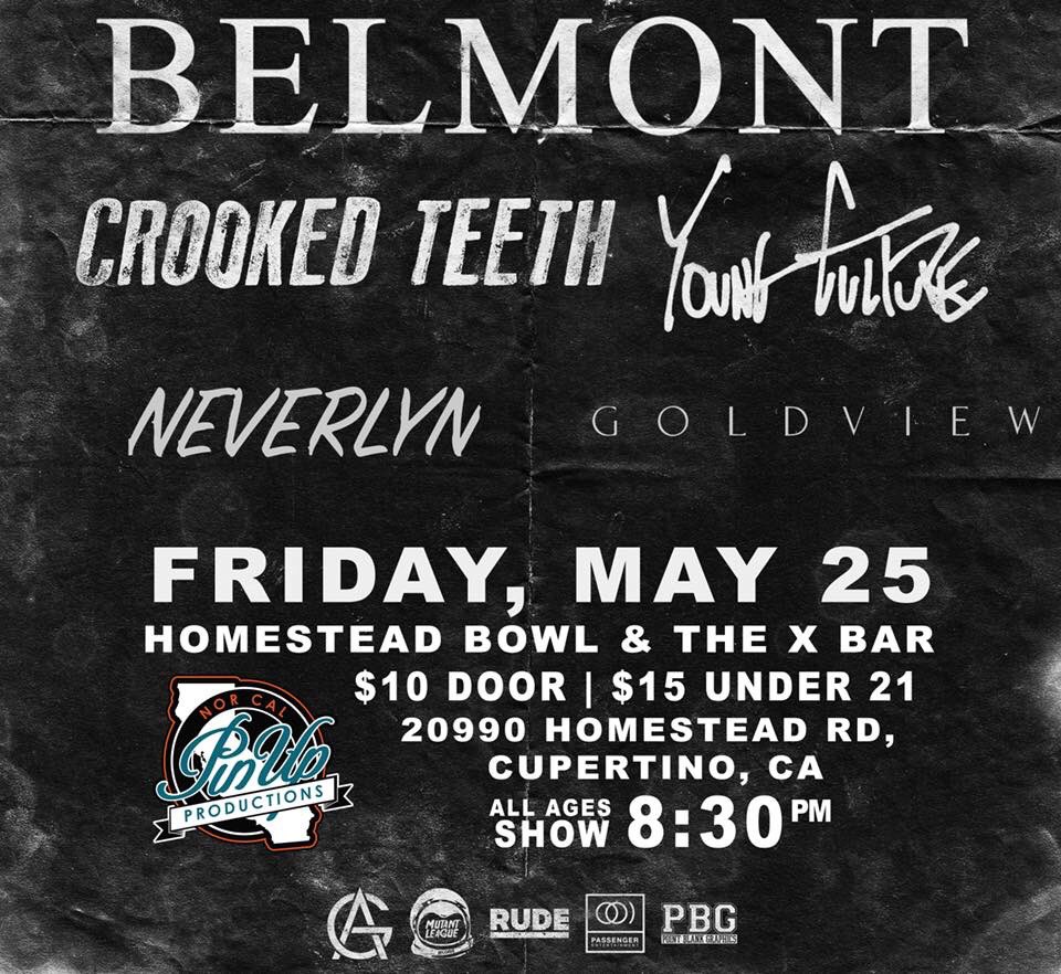 GoldviewCA's tweet photo. Come rock with us May 25. #belmont #belmontband #crookedteeth #poppunk #defendpoppunk #emo #rock #sadboy #alternative #neverlyn #suppy #punk #bayarea #poppunksucks https://t.co/YtbIeCwpar