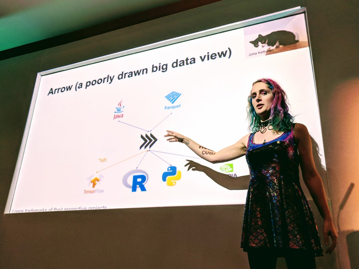 2nd #PyDataLDN #keynote - @holdenkarau & @BooProgrammer walk us through a zoo of #tools for #BigData & #distributed #data in #Python: #Apache #Spark, #PySpark, #Arrow, #Beam, #Parquet & #Dask @ApacheSpark @ApacheArrow @ApacheBeam @ApacheParquet @dask_dev #PyData @PyData @NumFOCUS