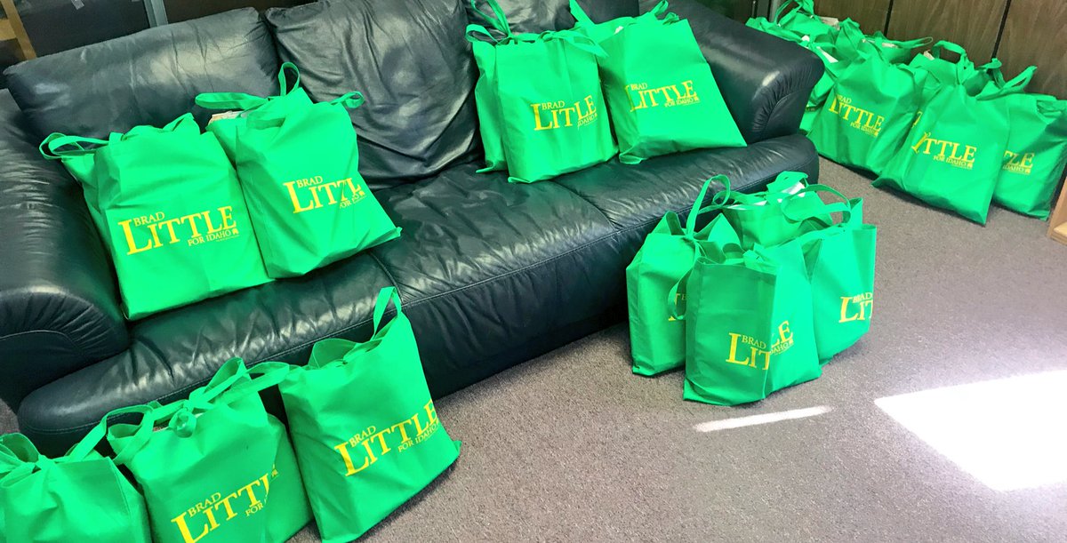 GovernorLittle's tweet photo. Bags are ready! we are heading out going door-to-door today! Be on the look out for us! #idpol #idleg #idgop #BL365 https://t.co/ZRME1Xt0oA