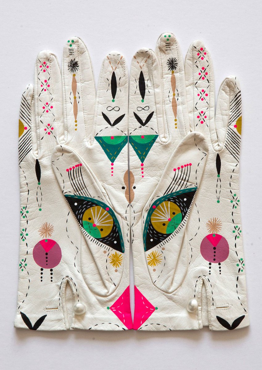 'Cosmic animal gloves' by Bunnie 'Bonnie' Reiss, contemporary US artist of Polish/Russian heritage #womensart
