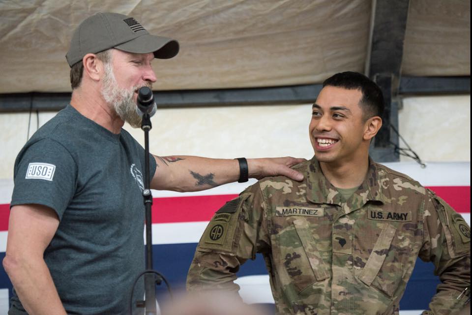 Al Asad Iraq Show was an amazing hang in spite of rain and hail storm 
We’re are a blessed nation thanks to those who serve.#uso #genselva
#Breedloveguitars @the_USO