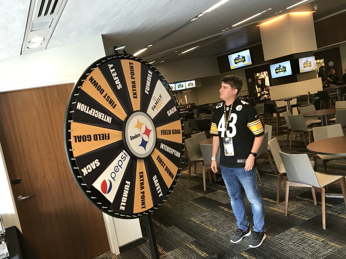 SteelersUnite's tweet photo. Are you coming to Heinz Field today? Be sure to come see us in the PNC Champions Club to spin the Prize Wheel, meet Rocky &amp; Stephon, and more! #FanBlitz https://t.co/PnlVRCLVxj