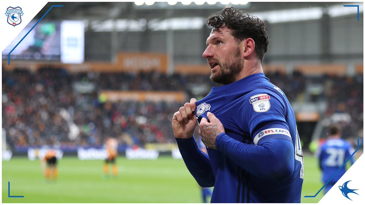CardiffCityFC's tweet photo. “Here’s to you, Sean Morrison…” 🎵

#CityAsOne 🔵⚽️🔵⚽️ https://t.co/WMzel5VxWL