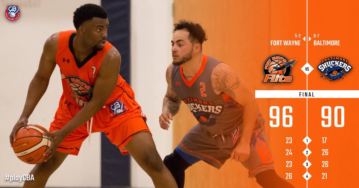 playCBA's tweet photo. Despite a short handed lineup in their trip to Maryland, @FortWayneFlite pulled away from @BmoreShuckers in the final minutes of the contest to not only come closer to clinching a playoff berth, but also keeping Baltimore winless on the season. #playCBA https://t.co/JXjH37WgFF