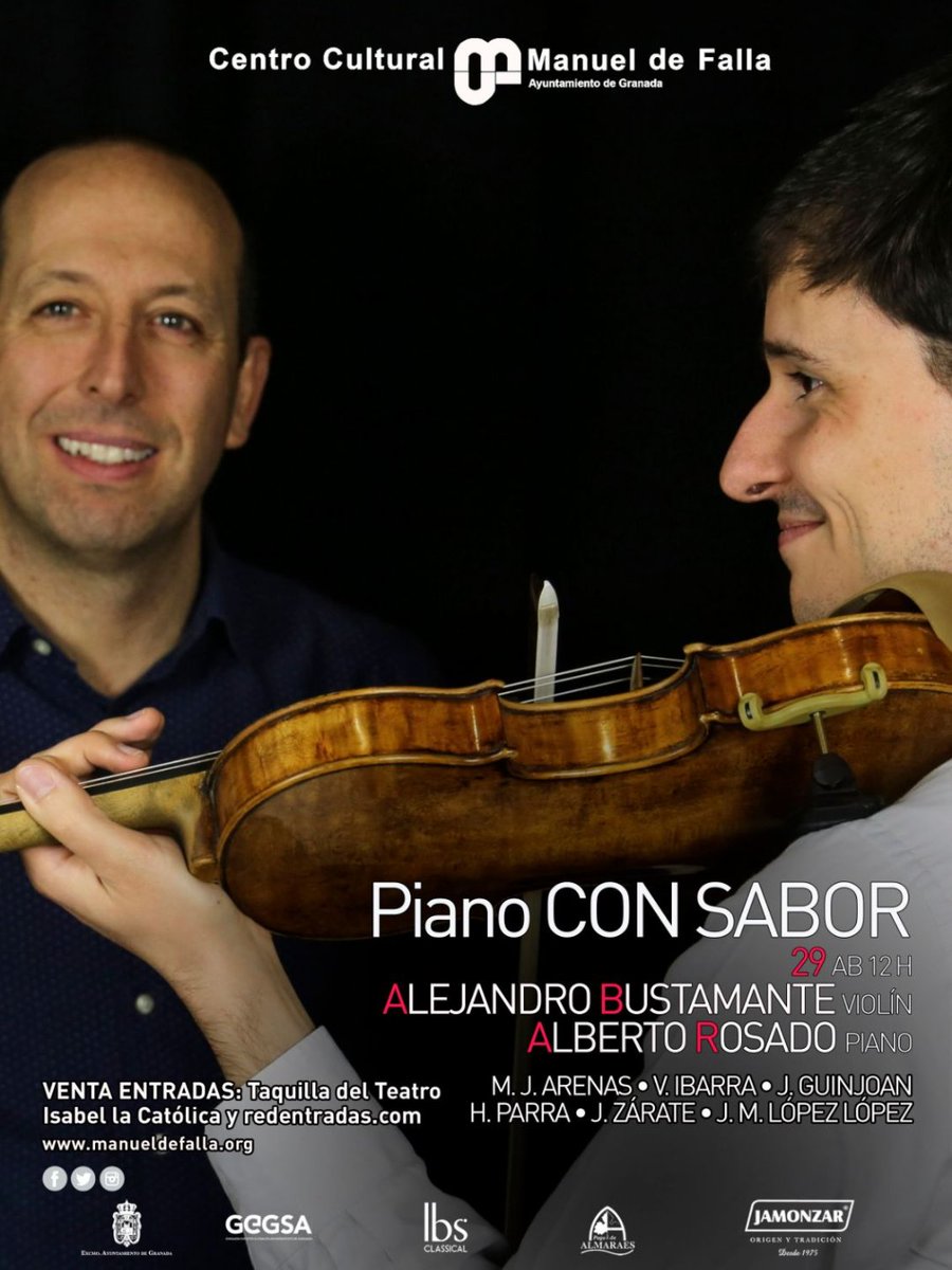 _A_Bustamante_'s tweet photo. Mañana domingo a las 12:00 volveré por tercera vez en un año al maravilloso @AuditorioMFalla de #Granada. Esta vez para hacer un recital junto a #AlbertoRosado. Obras para violín y piano y violín solo de #Arenas, #Guinjoan, #Zárate, #Parra y #LópezLópez. Con @IBSclassical https://t.co/Wc0rCdi8rZ
