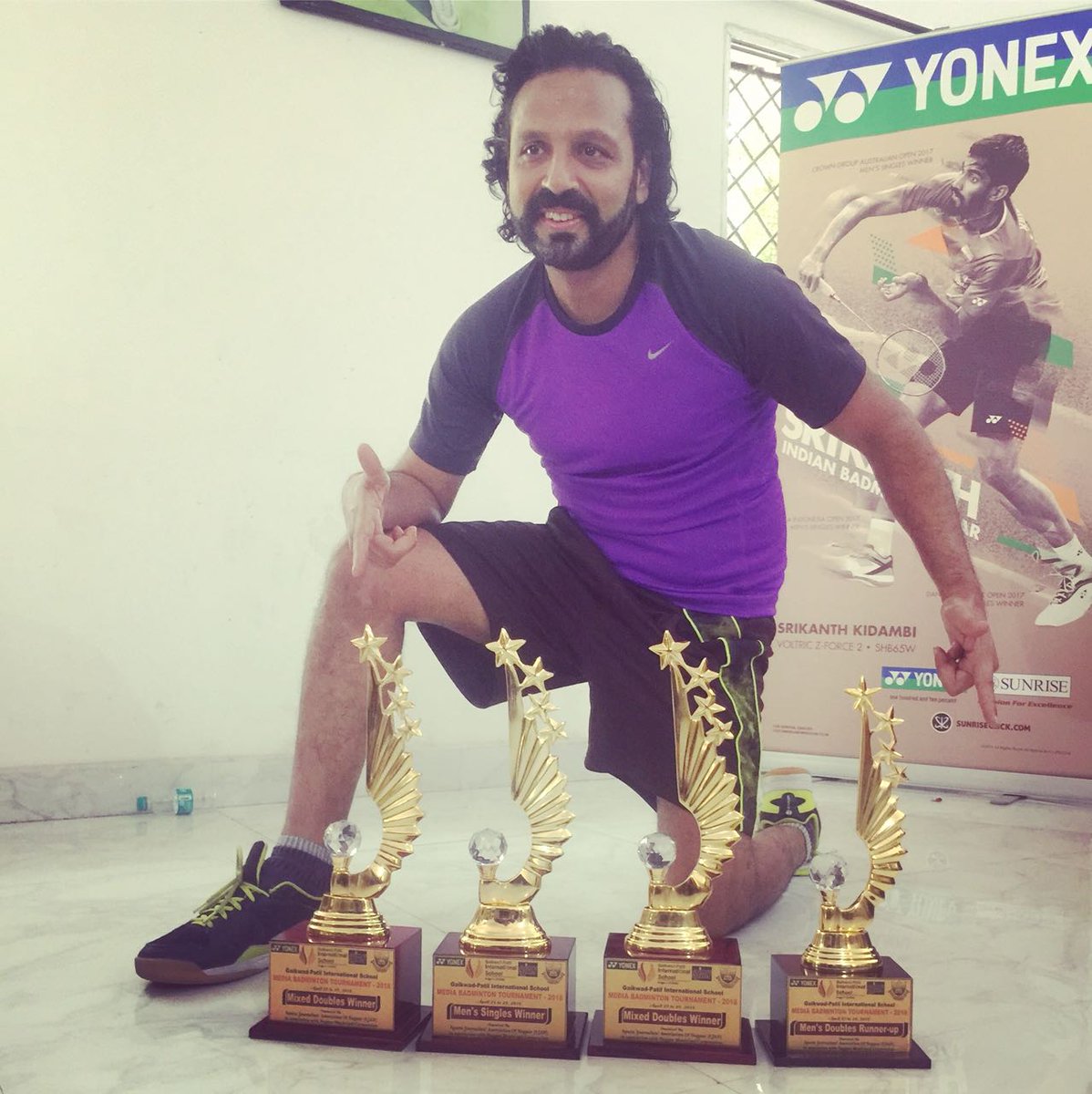 vijayjdarda's tweet photo. Sharp minds at work &amp; play! Nimble-footed, sporty @AshishJainTweets @MiLokmat won Badminton: Singles &amp; Mixed Doubles. He also shared Runners up Doubles trophy with Pravin Kathane - my sportsman driver. Amazing. I'm so happy &amp; proud! #SJANMediaBadmintonTournament. https://t.co/BpUGsRMp2p