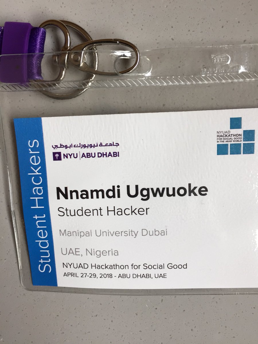 nnamdivb's tweet photo. #NYUADHack
#NYUAD
Great hackathon https://t.co/V0QWYVupp1