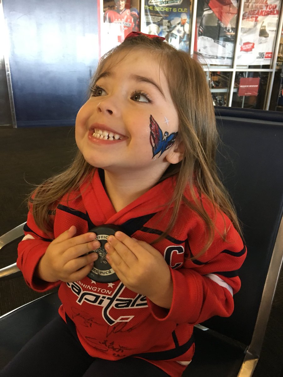 RLSNI's tweet photo. Zara is absolutely delighted with the puck @shane_gersich9 gave her during today’s @Capitals practice!! #ALLCAPS https://t.co/zosTAs5dfw