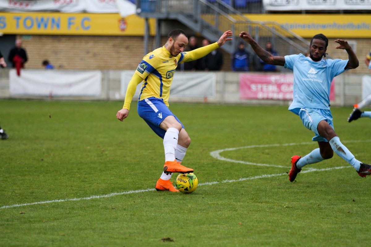 AKDPhotography's tweet photo. See you later defender and it's a hat-trick for @ElliottBuchs as he bends it round the keeper to make it 4-2 to @StainesTownFC https://t.co/StjKButmDn
