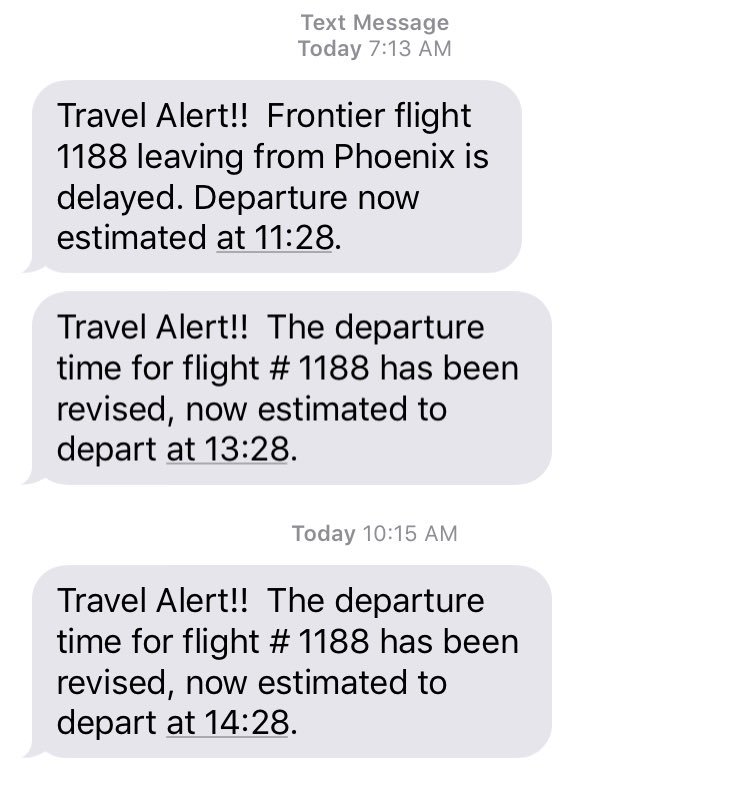 bzenkerdc's tweet photo. @FlyFrontier what the heck?!?! First time flying with you and I’m not impressed. A 5 hour delay🤬 @FrontierCare https://t.co/EYiKGxn66O