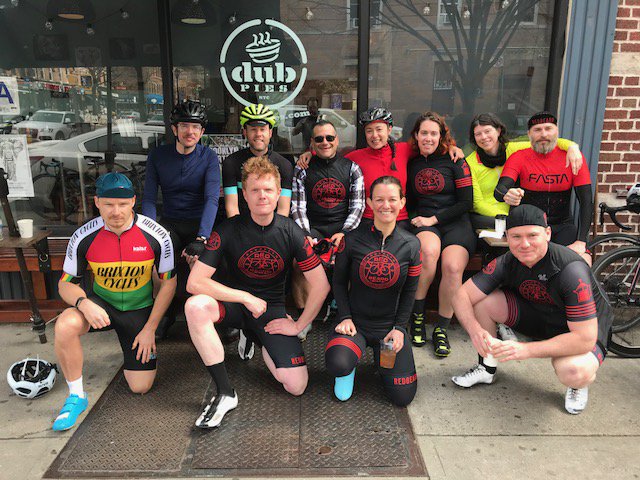 RedBeardBikes's tweet photo. This is what YES! looks like. Awesome turnout for Prospect Park orbits this morning, with (of course) coffee &amp; DUB pies after. Join us next Saturday! #redbeardbikes #redisfaster #bikenyc #prospectpark https://t.co/rmyCtkML7W