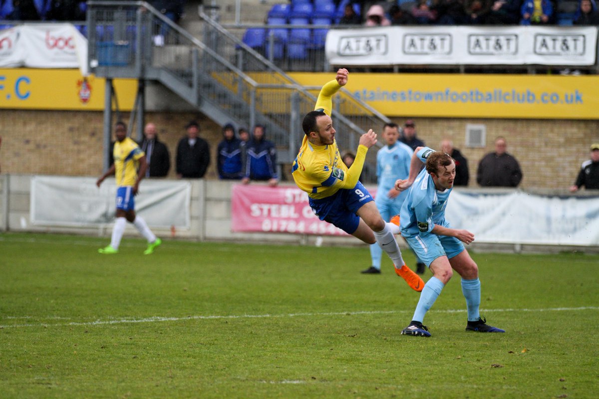 A flying <a href="/ElliottBuchs/">ElliottBuchs</a> for his fourth and @StainesTownFC fifth of the game