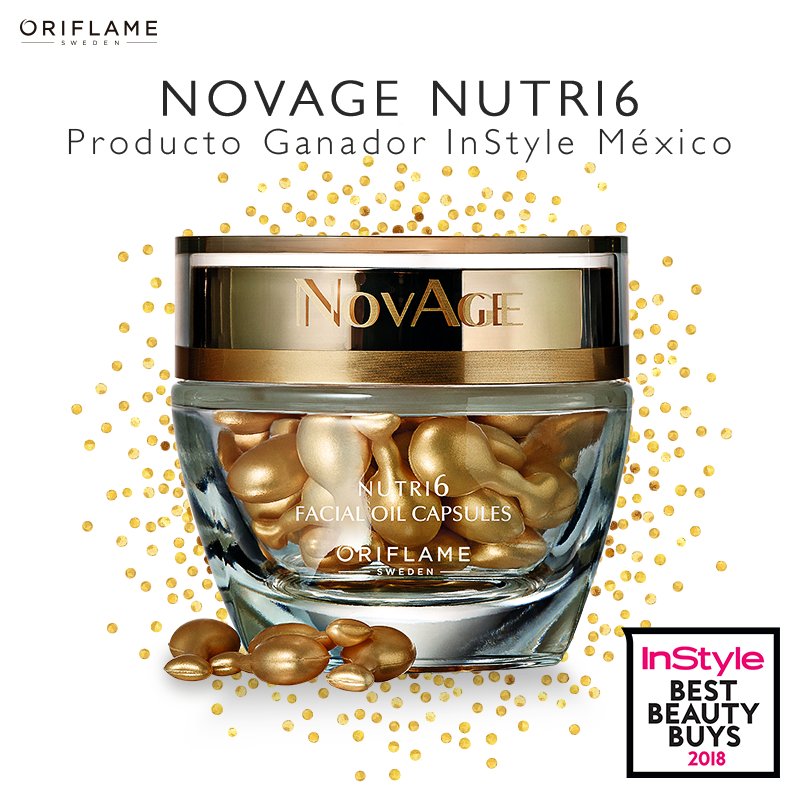 MrketDigital's tweet photo. #Oriflamers nos sentimos muy emocionados de poder compartir con ustedes que las Cápsulas Faciales NovAge Nutri6 son parte de los Best Beauty Buys 2018 de la revista InStyle México en la categoría Tratamientos de rostro especiales para piel seca. 👏🎉#BBBInStyleMx https://t.co/kOozVgTkej