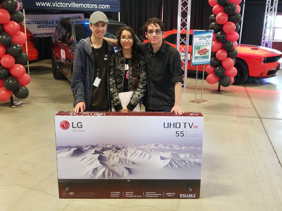 SultanaHigh's tweet photo. Congrats to Anthony. He won this 55inch TV at the Victorville Motors Its A Gas Celebration. Thank you to Victorville Motors, SBC Fairgrounds and all of the sponsors.#buildteal #victorvillemotors https://t.co/ChHGVeyxSU