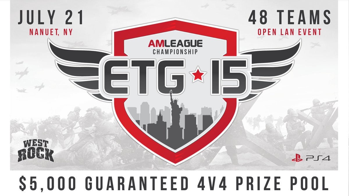 #ETG15 #AMCHAMPS #CODWWII
$5,000 OPEN LAN EVENT

JULY 21 - NANUET, NEW YORK

PURCHASE / RESERVE YOUR PASS @ ETGAMLEAGUE.COM