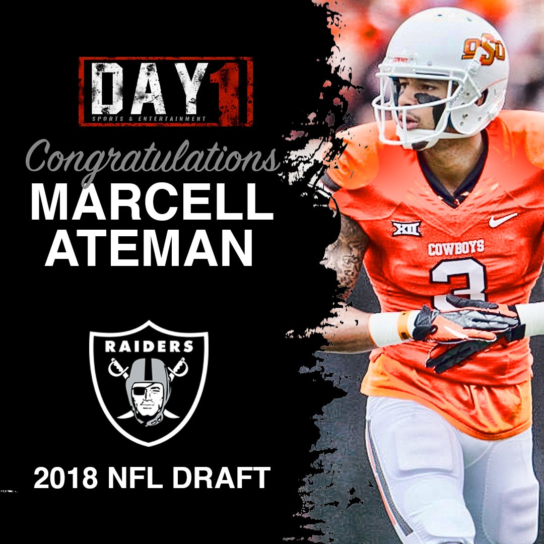 Day1SportsEnt's tweet photo. Congrats to @Day1SportsEnt client @ItsMarcell going to the @RAIDERS - 2018 #NFLDraft ... #OaklandRaiders #Oakland #CowboyFB #OSUAthletics #MarcellAteman #NFL https://t.co/M7Q2WVQ923
