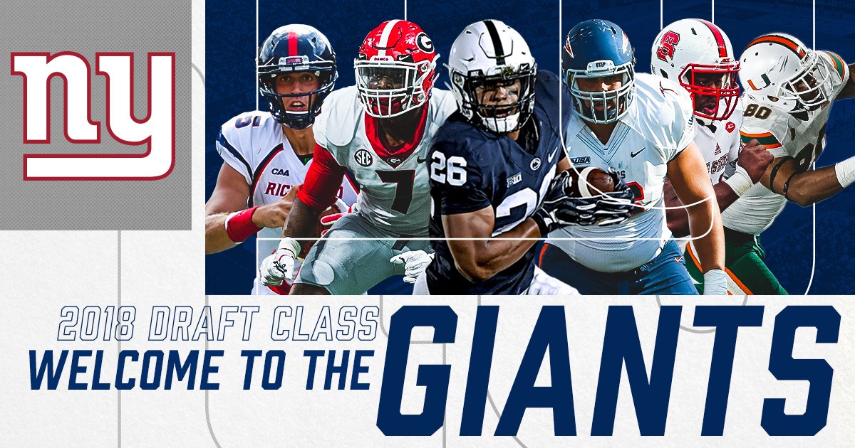 Giants's tweet photo. Your 2018 #NYGiants draft class!

#NFLDraft #GiantsPride 

REACTION: https://t.co/hczZ0hsLwe https://t.co/cz4YqjhaYl