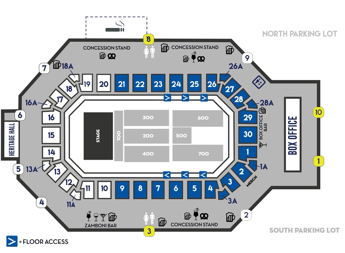 Wings Event Center Entry Doors Are Highlighted In Yellow For Tonight S Show Door 1 10 Entry Doors Used For Will Call Pick Up And Patrons With Tickets Ready