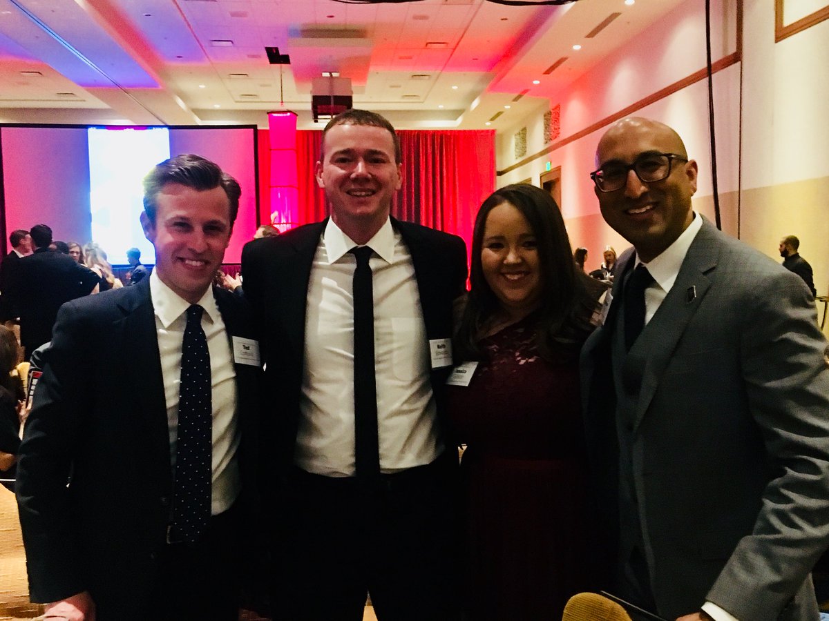 IndianaMPH's tweet photo. The @IndianaMPH team at the center of the Indiana tech universe tonight—the @TechPointInd #MiraAwards! @TedCotterill @KedwardsTech @jgilson17 @dshahman https://t.co/GRV2F0JfLo