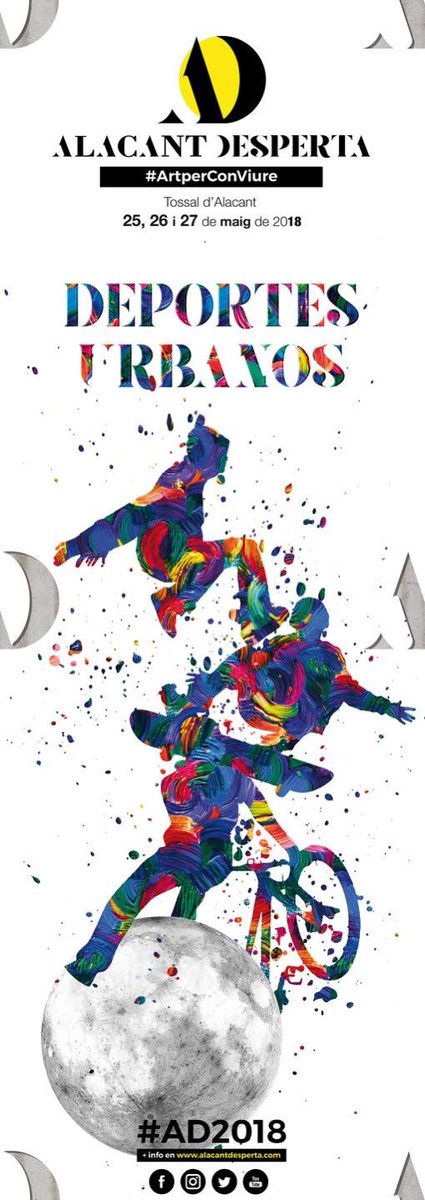 ADesperta's tweet photo. Cartel #AD2018 para el espacio de Deportes Urbanos. #ArtperConViure 
Del 25 al 27 de mayo en Parque El Tossal de #Alacant 
Parkour, Roller, Bike, Skate... https://t.co/hf3BCjNOQg