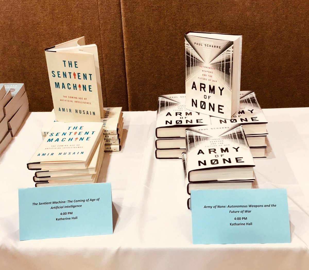 amirhusain_tx's tweet image. Paul @paul_scharre looking forward to seeing you soon... even without us, the brethren books #ArmyOfNone and #TheSentientMachine seem to be having a fine time on their own :-)