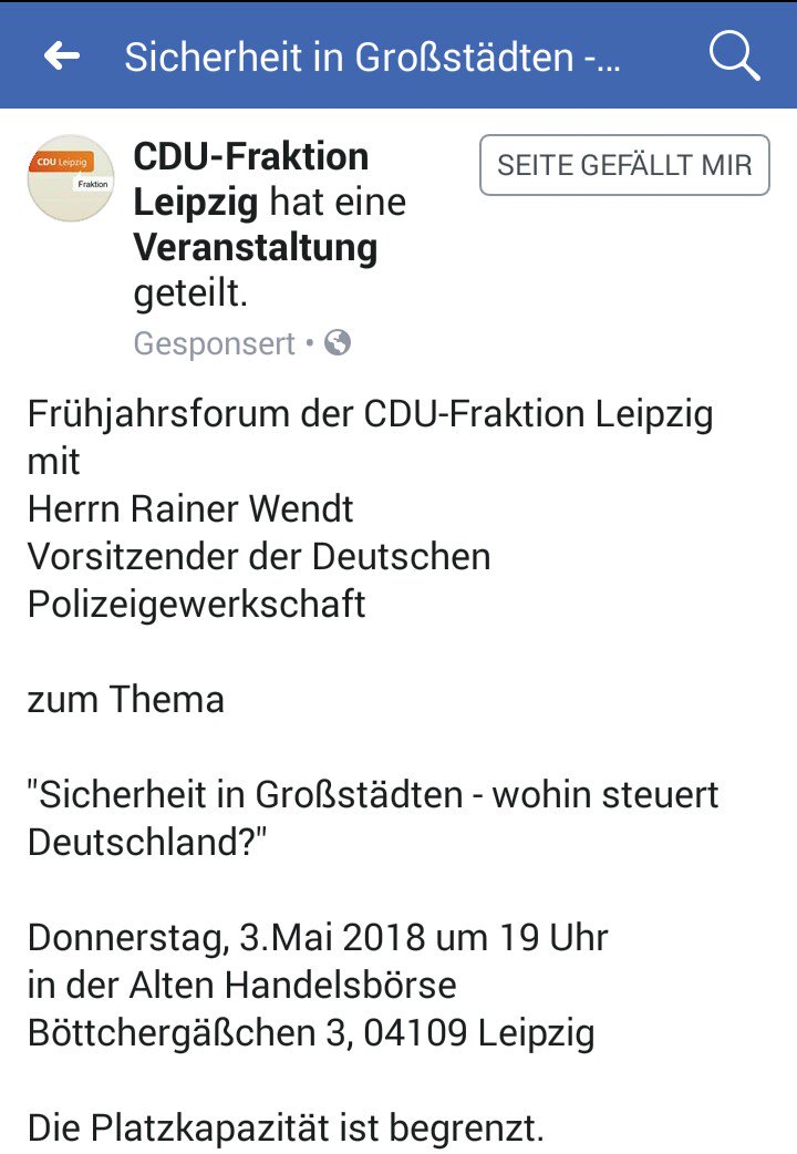 Le455203's tweet image. Für die, die es noch nicht wissen.
Am 3. Mai darf Rainer #Wendt seine Hetze in Leipzig verbreiten.
#KeinFreundUndHelfer
#FCKCops