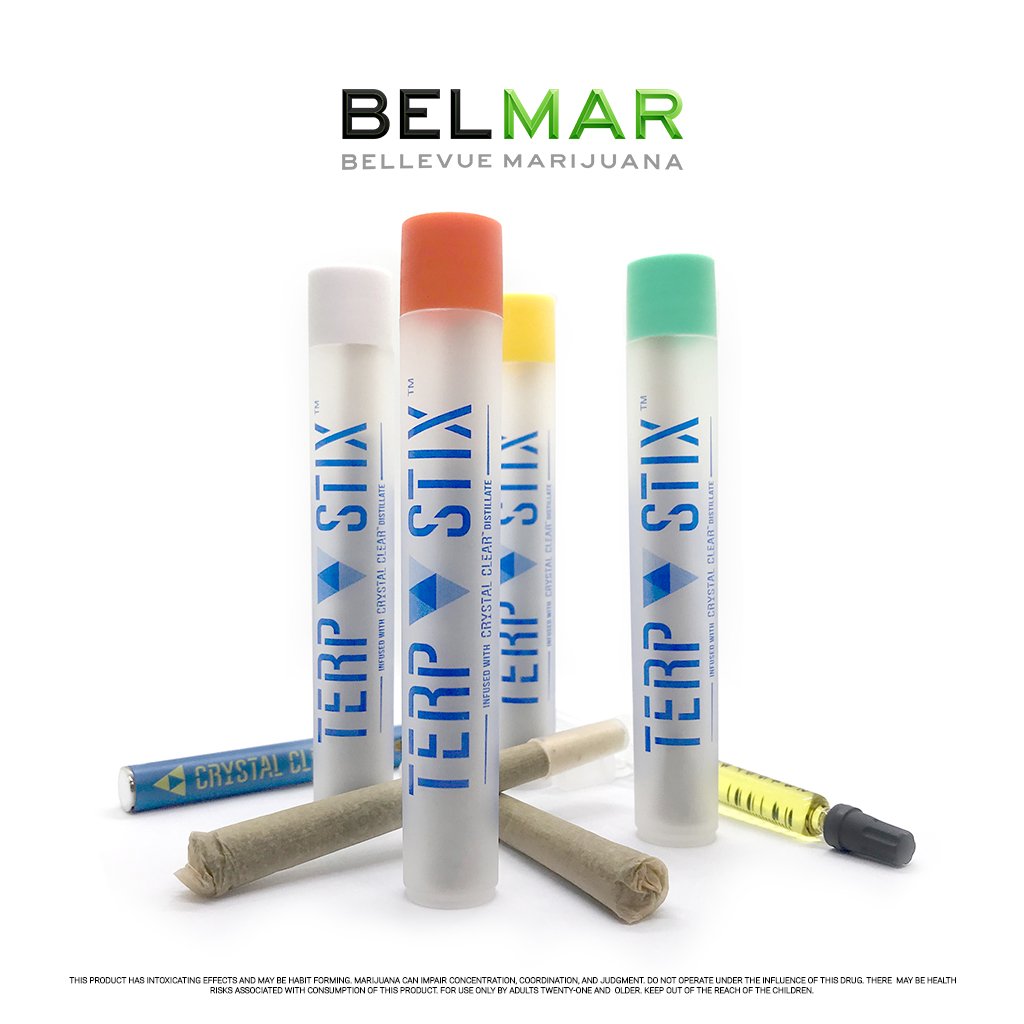 BelMar425's tweet image. Treat yourself with Terp Stix by Crystal Clear. Premium flower infused with powerful distillate in a variety of flavors &amp;amp; strains.  Priced to move, this potent pre-roll packs a punch.  Check them out today!
#TerpStix #CrystalClear #NWCS #Belmar #BellevueMarijuana #THC #Distillate