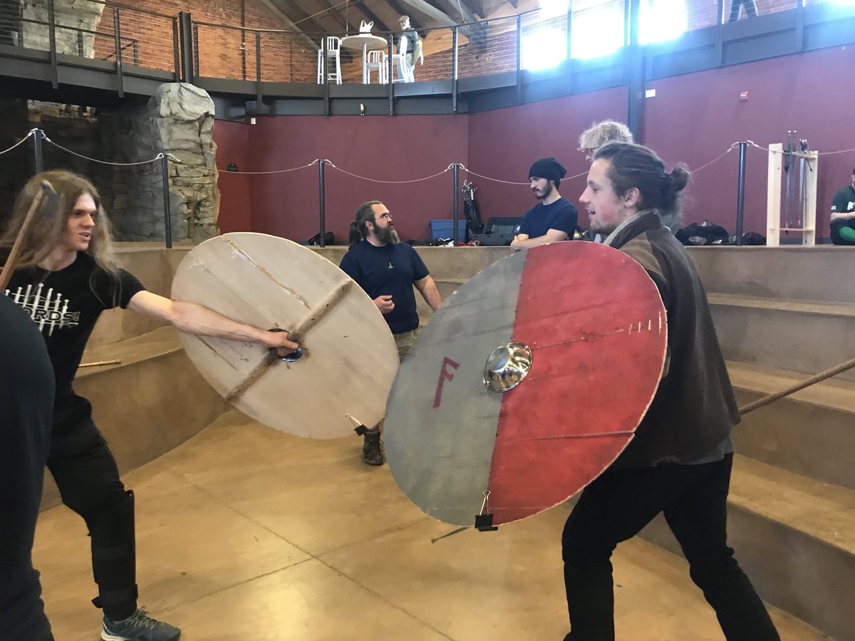 WisconsinHFA's tweet photo. Great Viking/fighting-with-shields demo by Lars and Dale of @asfolk_vma! #Icebreaker2018 https://t.co/ahlaOcek4n