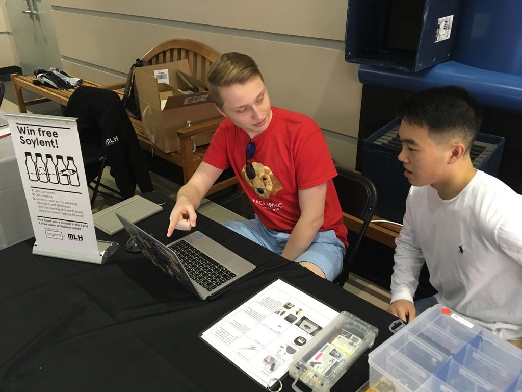 MLHacks's tweet photo. Borrow some top of the notch hardware from our hardware lab @hackumbc #hackumbcs18 https://t.co/quXelH4LLA