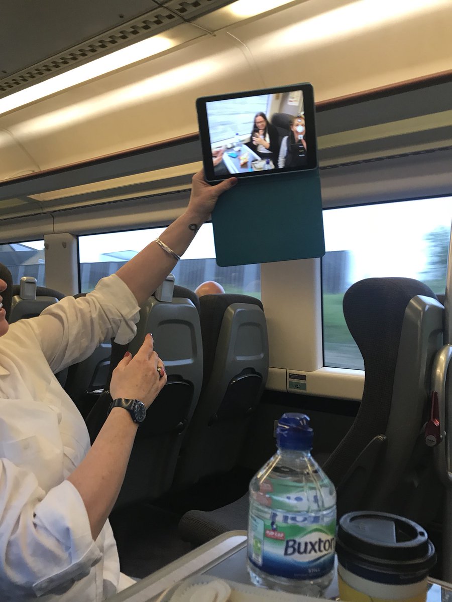MissSDoherty's tweet photo. This is @kateowbridge attempting to take a selfie of the four of us on the train home ๐๐๐ #BrewEdFlip @MariaCowler @BranwenBingle https://t.co/iJ42nRVkNj