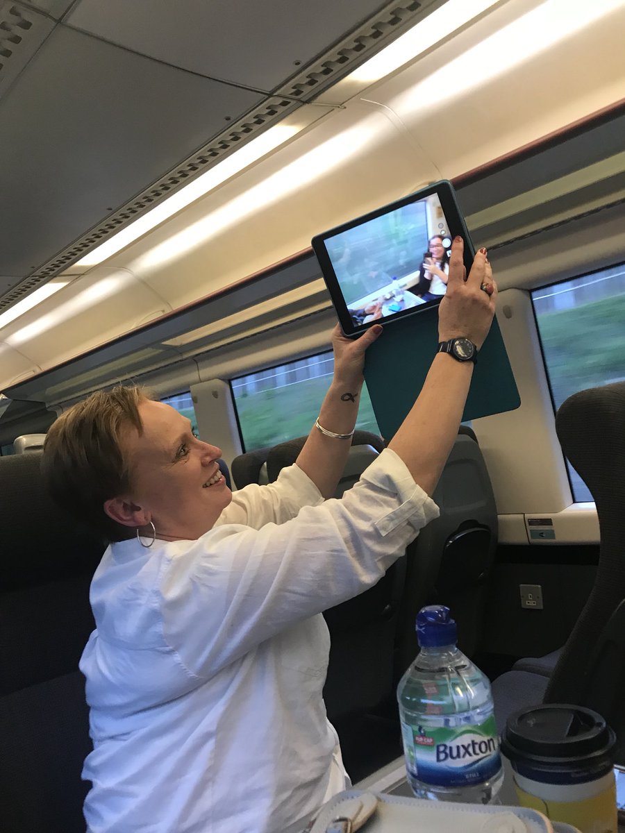 MissSDoherty's tweet photo. This is @kateowbridge attempting to take a selfie of the four of us on the train home ๐๐๐ #BrewEdFlip @MariaCowler @BranwenBingle https://t.co/iJ42nRVkNj