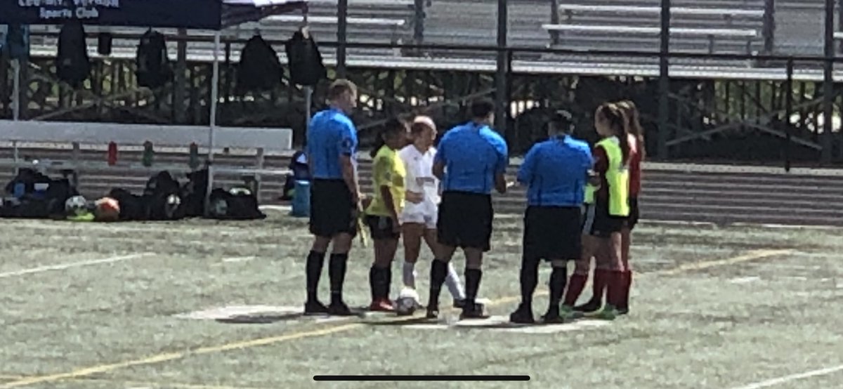 Loudoun02GRed's tweet photo. Captains meet for coin flip prior to a @SoccerCCL AND @EasternRegLea match between your @loudounsc 02 G Red and @LMVSCSoccer #RepTheRed https://t.co/Kj2nhG1acw