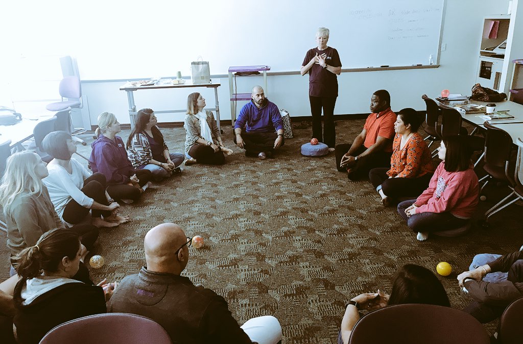 Practicing #Mindfulness and #Meditation with a group of inspirational ed leaders and aspiring principals. 
“Take good care of yourself so you can take good care of others”
 #urbanyoga #saturdaylearning