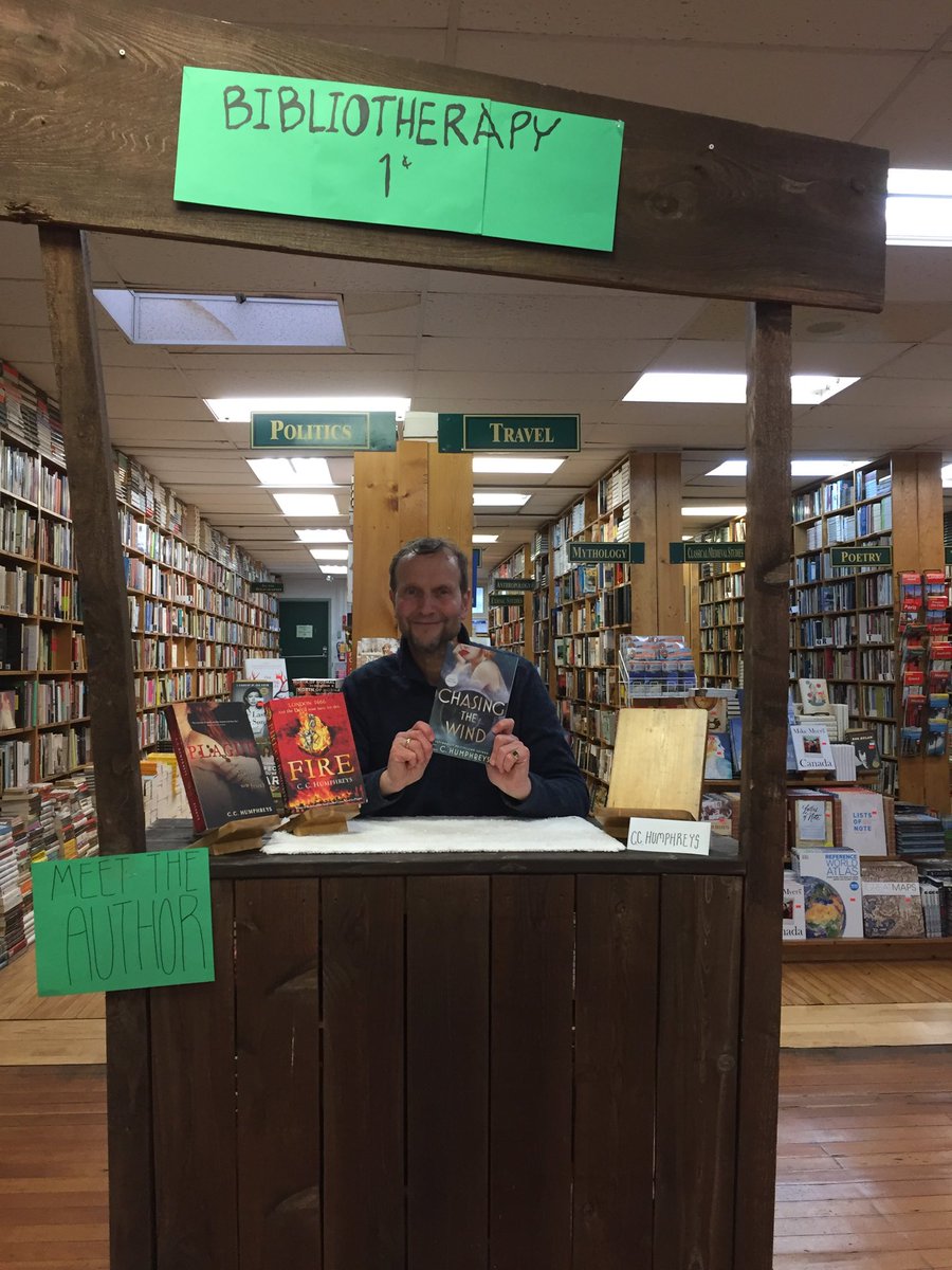 Me, with my new novel, ‘Chasing the Wind’, at wonderful Russell Books in Victoria BC on #CanadianIndependentBookstoreDay #CIBD2018 The Doctor is in!