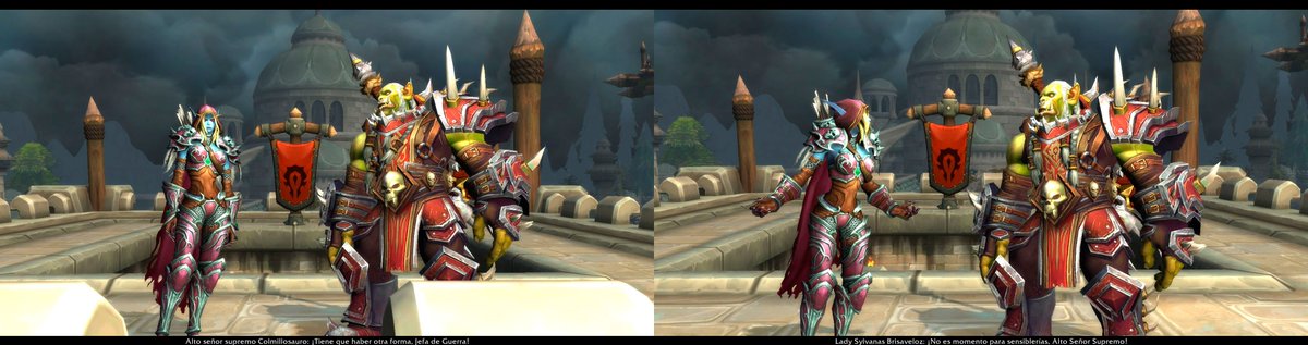 Nardwen's tweet photo. Batalla por Lordaeron, Lady Sylvanas Brisaveloz hablando de su próxima estrategia con Alto señor supremo Colmillosauro, todo vale para ganar una batalla @Warcraft_ES #BattleForAzeroth #BFAAlpha https://t.co/qJgtCAfAYy