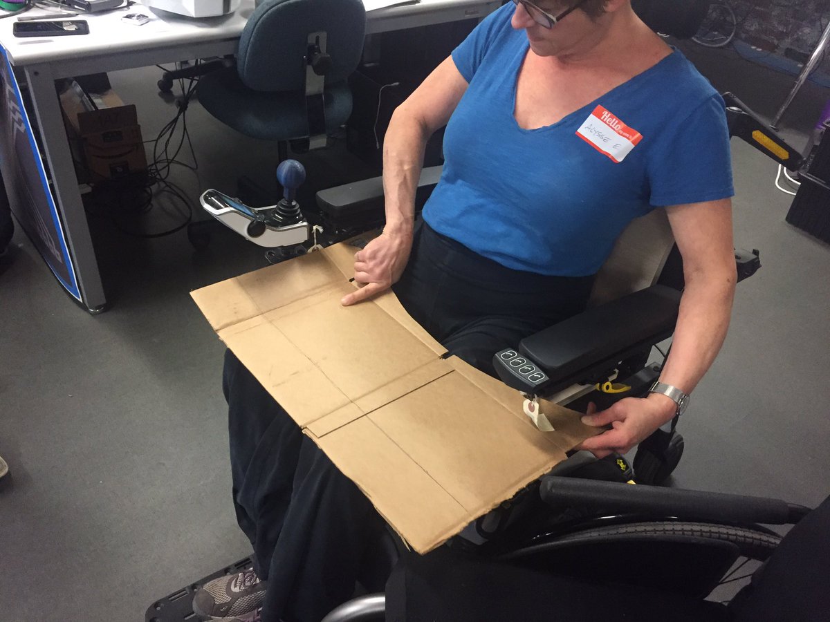 KelseyLeljedal's tweet photo. Rough #prototyping to start building our solution. #hackingaccess #nextfabmade #ptw2018 https://t.co/IxoQlzC0ZT