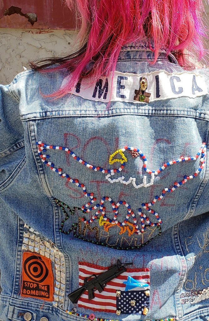 AIDSthrift's tweet photo. The Punk Rock Flea Market returns! Starting today 4/28 & tomorrow, 4/29, (10am-5pm) @ the 23rd Street Armory. Visit us there tomorrow & buy this kick ass jacket donated & bedazzled by @huston_west, modeled by @CrashBang528
#phillyprfm #anarchyrules
#IwasPunkBeforeYouWerePunkPunk https://t.co/LjvFiZAOi7