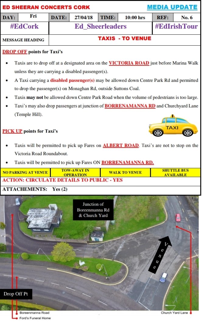 Taxis will be busy for the <a href="/edsheeran/">Ed Sheeran HQ</a> concerts but here is some advice for drivers &amp; passengers! <a href="/Ed_Sheerleaders/">ed_sheerleaders</a> <a href="/PaircUiCha0imh/">SuperValu Páirc Uí Chaoimh</a> #EdCork #EdIrishTour <a href="/fyicork/">@FYICork</a> <a href="/EoinBearla/">Eoin English</a> <a href="/corkcitycouncil/">Cork City Council</a> <a href="/corkcitycentre/">CorkCityCentre</a> <a href="/BallintempleVlg/">Ballintemple Village</a> <a href="/BlackrockVlg/">BlackrockVlg</a> <a href="/AlanHealy/">Alan Healy</a> <a href="/CorkSafetyAlert/">Cork Safety Alerts</a> <a href="/CBA_cork/">CBA Cork</a>