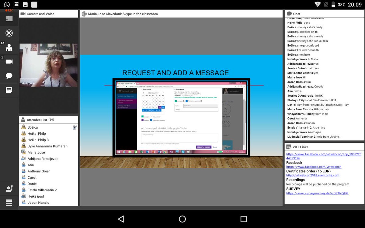mariajosegiaved's tweet photo. It was a great experience to talk about skype in the classoom in the Virtual Round Table #vrtwebcon #LinkToTheWorld #LetsEndPoverty #MicrosoftEDU @heikephilp @SkypeClassroom @MSEducacion https://t.co/HfrI4s9OTY
