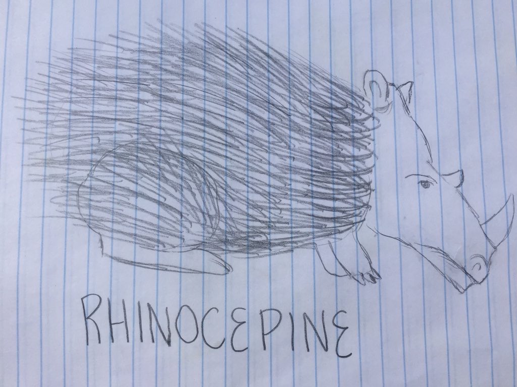 JillianAviva's tweet photo. @ds106dc #tdc2301 introducing the rhinocepine. A rare hybrid of a porcupine and rhinoceros. https://t.co/dFi2Ox051z
