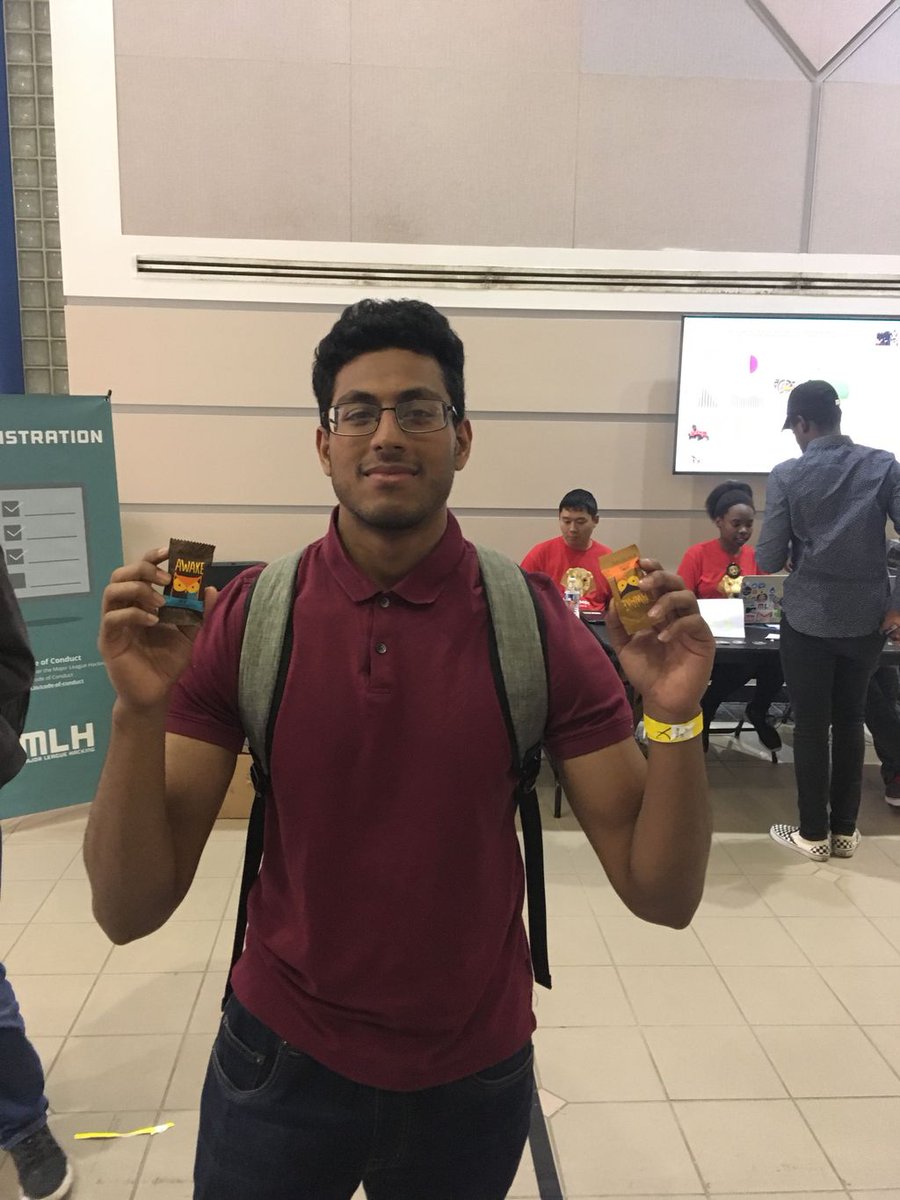 MLHacks's tweet photo. Stay energized with some awesome awake chocolate (milk/caramel)! @hackumbc #hackumbcs18 https://t.co/uBfNIUEe0U