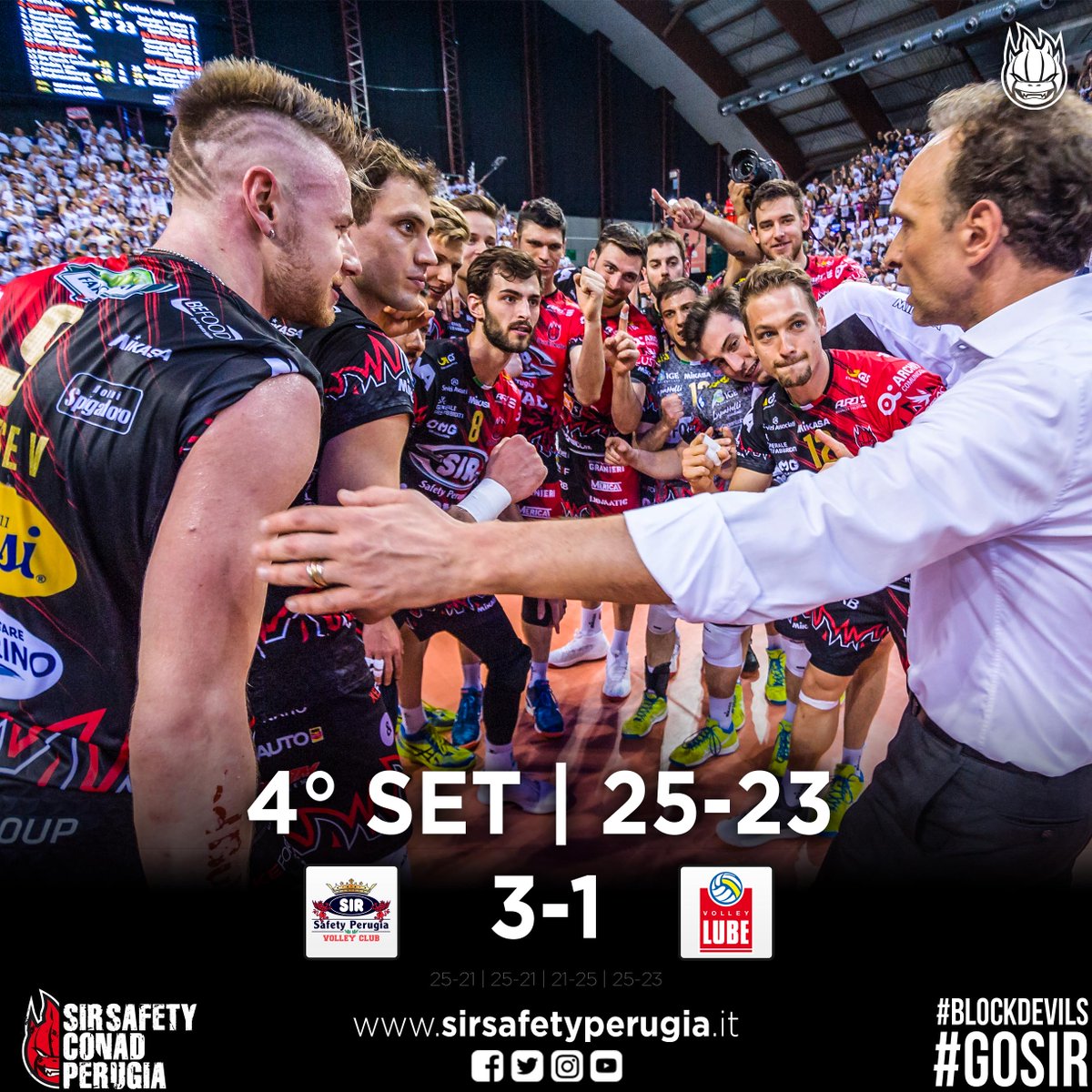 SIRVolleyPG's tweet image. 3-1!!!! Perugia vince 25-23 il quarto parziale e si riporta avanti nella serie 2-1!!! #4SET #PerugiaCivitanova #ChePlayoff #Superlega #GoSir #BlockDevils #RCD #ORAéADESSO