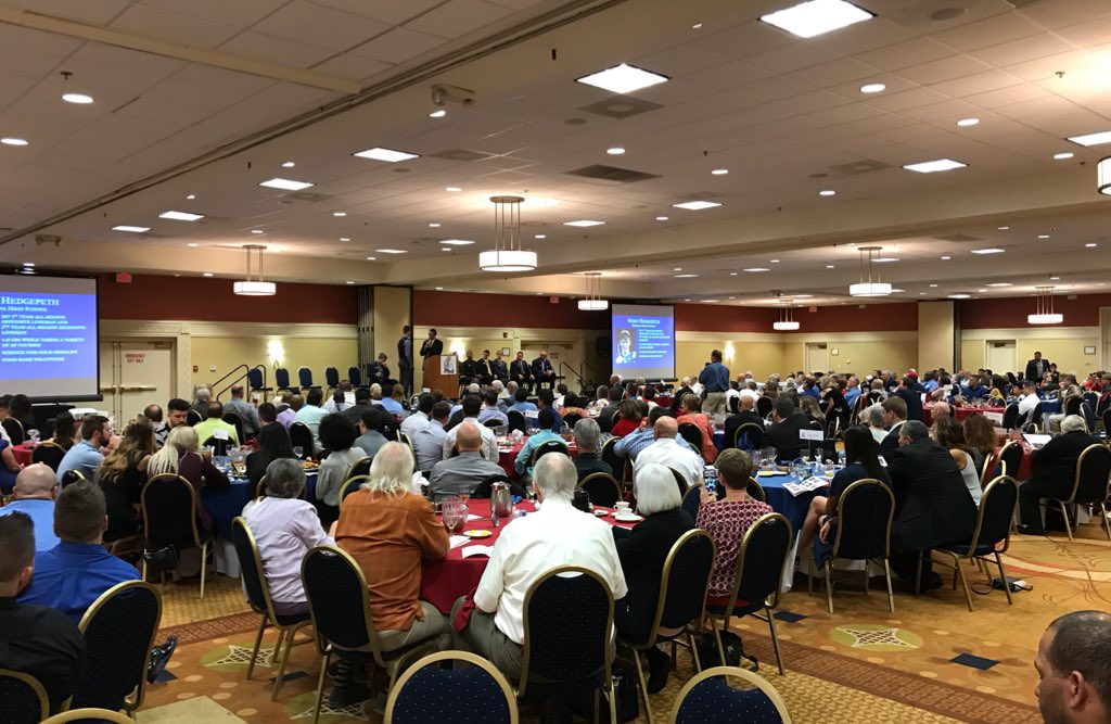 Packed house today! Special thanks to all who supported our scholar-athlete awards banquet. We couldn’t do it without you.