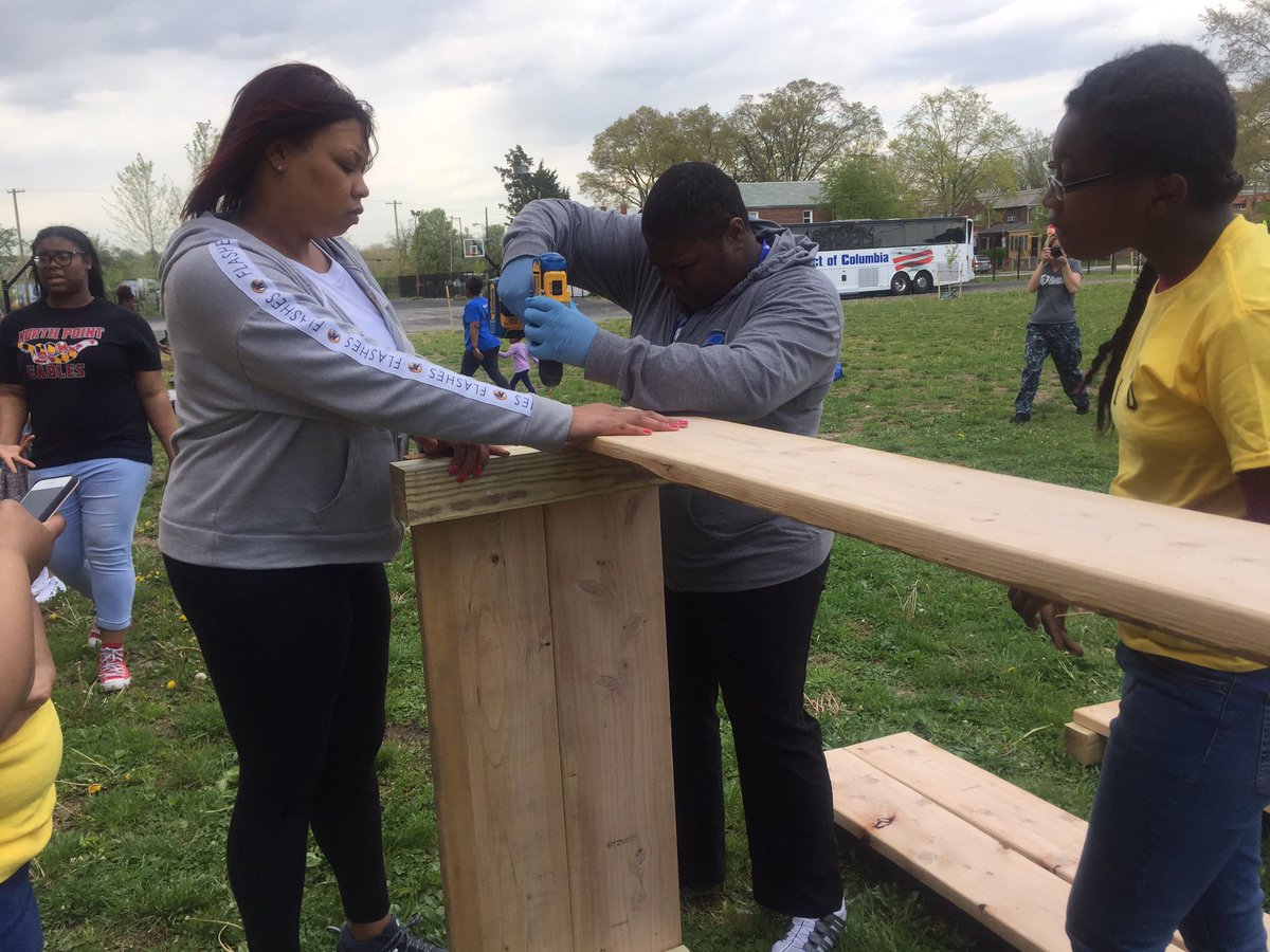 ServeDC's tweet photo. We're  at @KramerMiddle with @missioncontinue #WVLS2018 service project #ReportingForDuty @MayorBowser #dcvalues https://t.co/L37J5CA4la