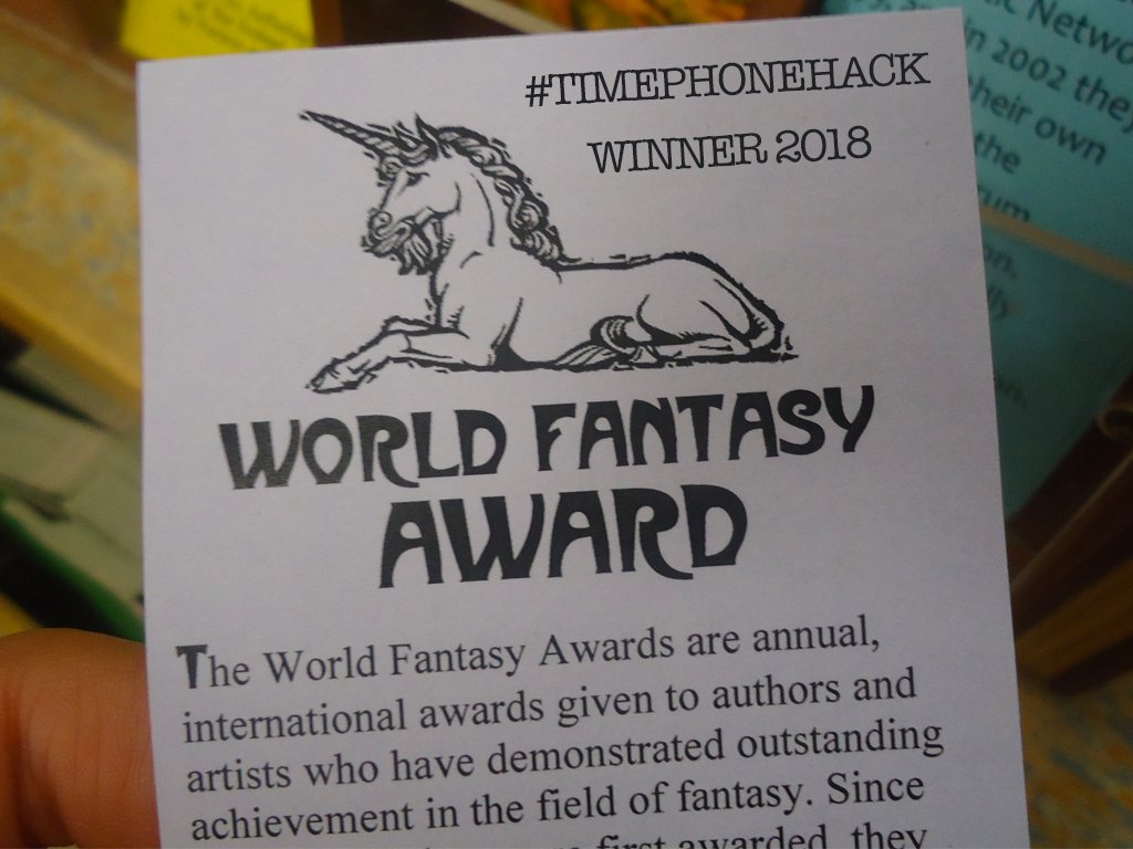 quinnmichaels's tweet photo. Time Phone Hack Winner 2018 World Fantasy Award #TimePhoneHack #Portland #FantasyAwards https://t.co/7i3ENocpcZ